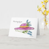 Vous me manquez Carte Chapeau Rose (Fleur jaune)