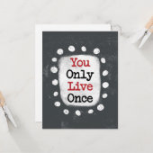 Vous Ne Vivez Qu'Une Fois La Carte De Voeux YOLO (Devant/Arrière en situation)