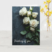 Vous penser - Carte de condoléances roses blanches (Fleur jaune)