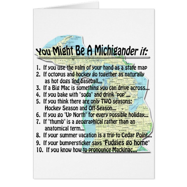 Vous pourriez être un Michigander si : (Devant)