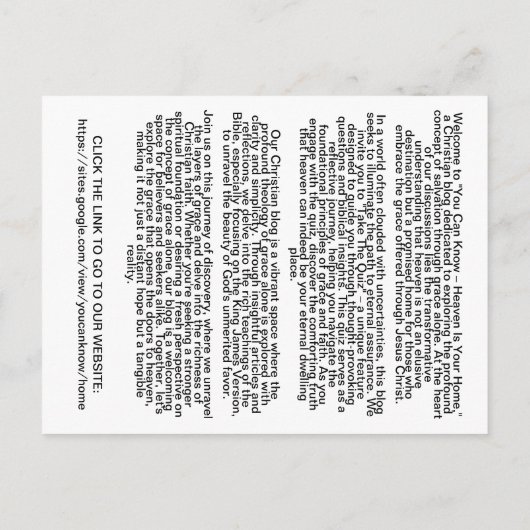 Vous Pouvez Connaître Le Ciel Blog Carte Postale (Dos)