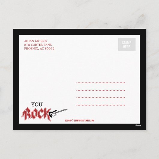 Vous, Rock ! Carte postale Saint-Valentin (Dos)