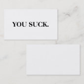 "Vous sucez" des cartes de visite (Devant / Derrière)