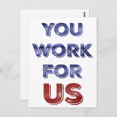 Vous travaillez pour NOUS carte postale de protest (Devant / Derrière)