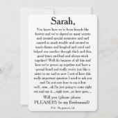 Vous veuillez être ma demoiselle d'honneur ? Carte (Devant)