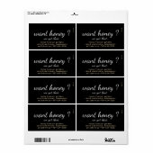 Vous voulez du miel ? Étiquette noir gouttes de mi (Feuille entière)