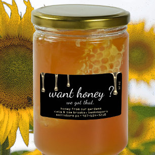 Vous voulez du miel ? Étiquette noir gouttes de mi