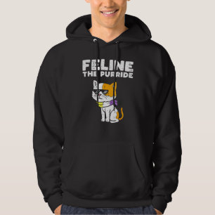 Vouw de Purride Cat Lgbtq niet-Binaire vlag Gende Hoodie