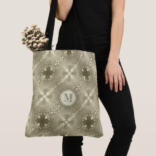 vouw floral golden seamless patroon.monogram. draagtas