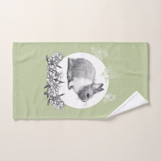 Vouw het konijn af. Potlood tekening Bad Handdoek (Handdoek)