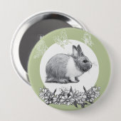 Vouw het konijn af. Potlood tekening Ronde Button 4,0 Cm (Voorkant /achterkant)