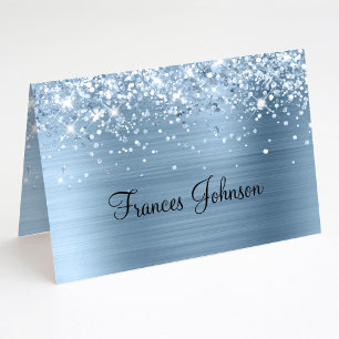 Vouw Je Eigen Glitterende Blauwe Naambordjes Kaart