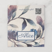 Vouw naam plaatskaart - Paarse blad floral 2 (Buitenkant ongevouwen)