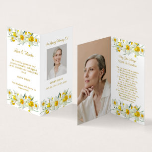 Vouw Narcis Foto Rouw Gebedkaart Visitekaartjes