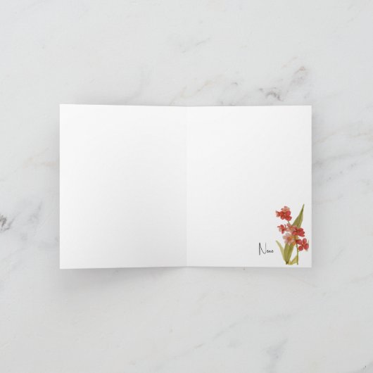 Vouw Rode Orchidee Wenskaart Kaart (Binnen)