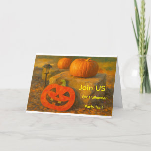 Vouwbare wenskaartPompoenveld Halloween-feest Kaart