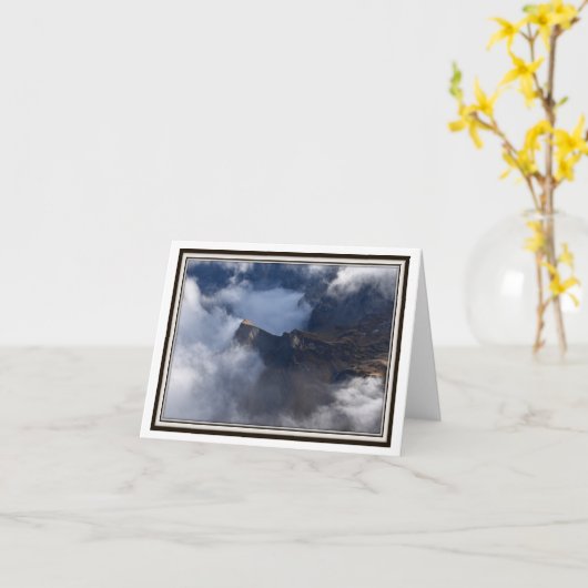 Vouwend Wenskaart - Zwitserse Alpen en Wolken Kaart (Gele Bloem)