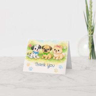 Vouwkaart Dankjewel Aquarel Puppies Bedankkaart
