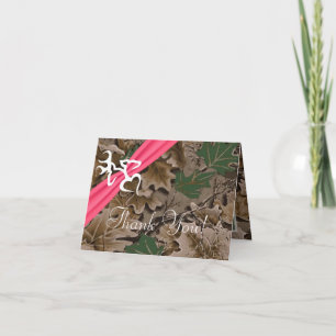 Vouwkaart met dank Pink Browning Camo Bedankkaart
