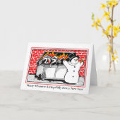 Vouwkaart - Vuilcontainerbrand-sneeuwman Kaart (Gele Bloem)