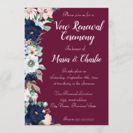 Vow Renewal Ceremony Elegant Florals Burgundy Kaart