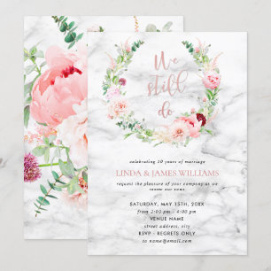 Vow Renewal Elegant Roos Gold Floral Marmer Kaart