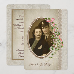 Vow Renewal-floral branch on oval photolijst Kaart