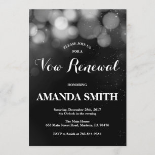 Vow Renewal Invitation Card Silver Glitter Kaart
