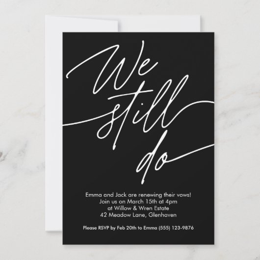 Vow Renewal Invitations Script simple (Devant)