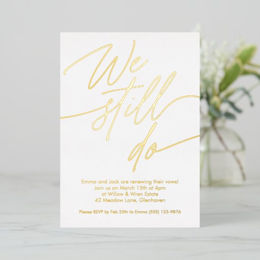 Vow Renewal Invitations Simple Gold Foil Folie Uitnodiging (Staand Voorkant)