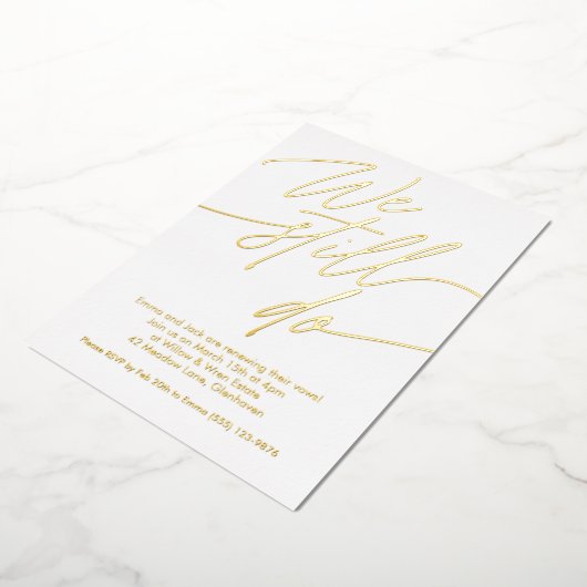 Vow Renewal Invitations Simple Gold Foil Folie Uitnodiging (Gedraaid)