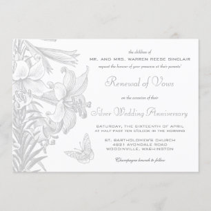 Vow Renewal Silver 25th Wedding Jubileum Kaart