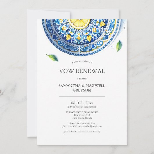 Vow Renouvellement Anniversaire Invitations Blue e (Devant)