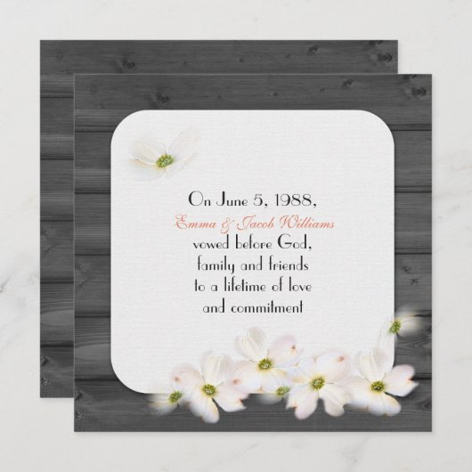 vow vernieuwing - zwart hout met zachte bloemetjes kaart (Voorkant / Achterkant)