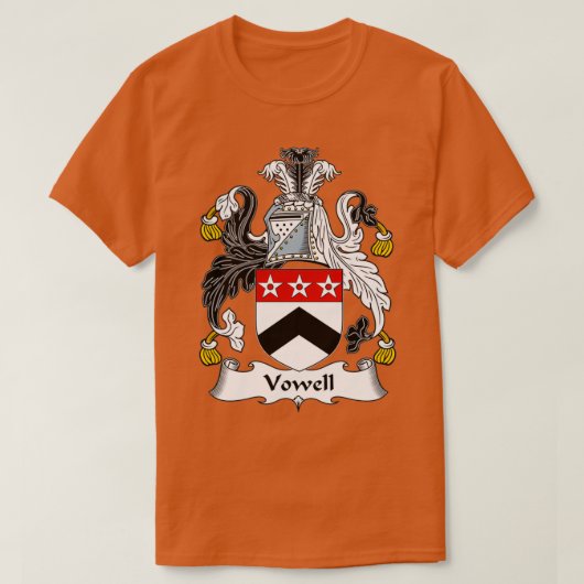 Vowell Coat of Arms Family Crest T-shirt (Design voorkant)