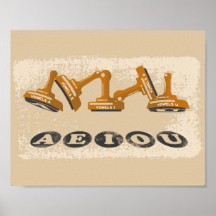Vowels AEIOU Engelse taal Poster