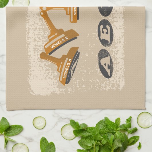 Vowels AEIOU Engelse taal Theedoek (Gevouwen)