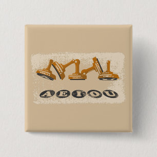 Vowels AEIOU Engelse taal Vierkante Button 5,1 Cm