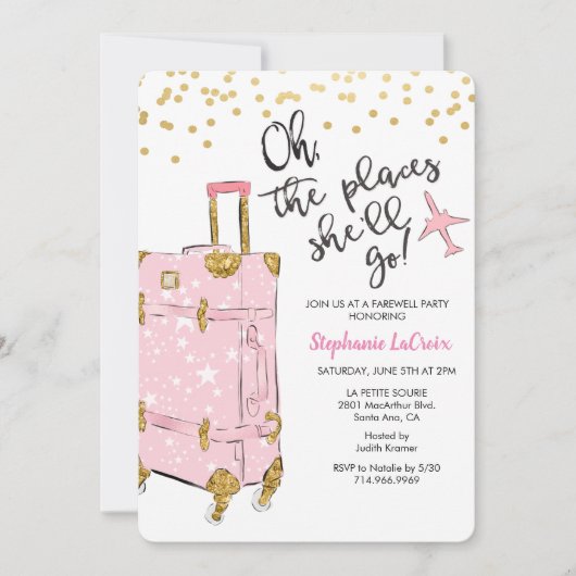 Voyage Adieu Thématique Départ Invitation de fête (Devant)