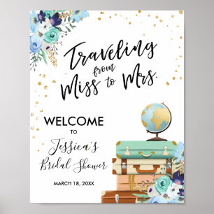 Voyage Affiche de bienvenue de douche nuptiale Mll