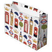 voyage amusant à Londres motif Grand sac cadeau (Dos Angle)