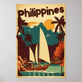 Voyage aux Philippines poster vintage