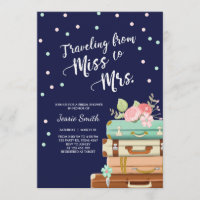 Voyage Bridal douche invitation Mlle à Mme Navy