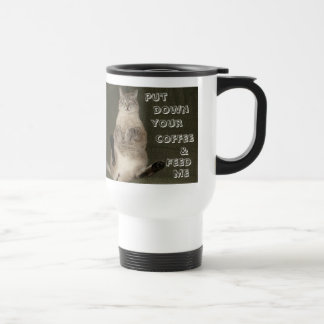 Voyage Chat "METTEZ VOTRE CAFÉ ET NOURRIEZ-MOI" Mug de vo