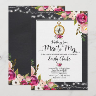 Voyage De Mlle À Mme Fête des mariées Invitation