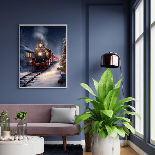 Voyage en train à travers la neige Poster