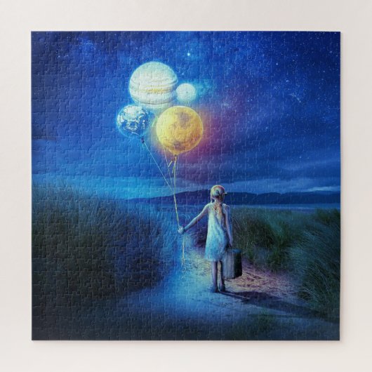 Voyage fille avec ballons Puzzle (Vertical)