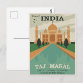 Voyage Inde Taj Mahal / Carte postale rétro (Devant / Derrière)