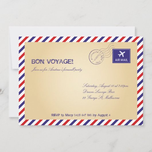 Voyage / Invitation de la fête d'adieu (Devant)