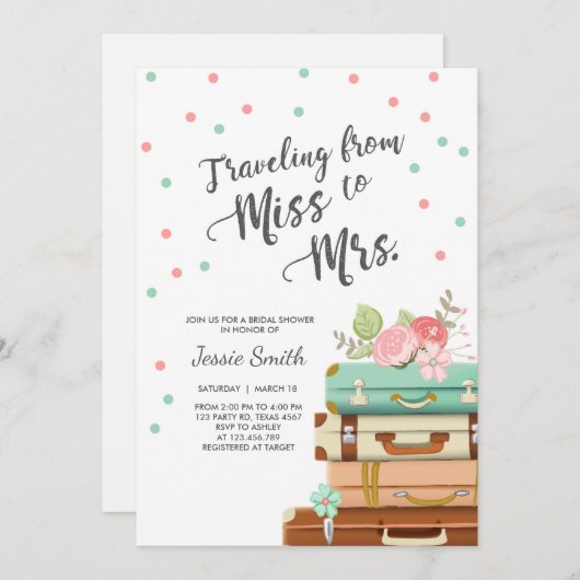 Voyage Invocation nuptiale invitation Mlle à Mme (Devant / Derrière)